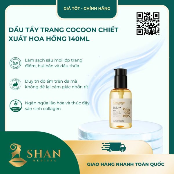 Dầu Tẩy Trang Cocoon Chiết Xuất Hoa Hồng 140ml - Mẫu Mới 1 Dau Tay Trang Cocoon Chiet Xuat Hoa Hong 140ml