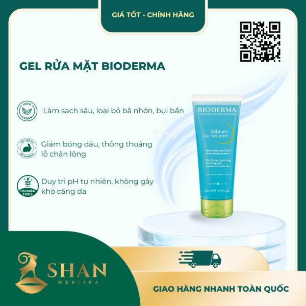 Gel Rua Mat Bioderma Danh Cho Da Dau Hon Hop 200ml Tuyp