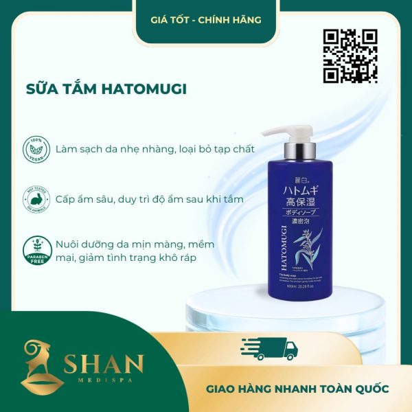 Sua Tam Hatomugi Cap Am Sau Ho Tro Sang Da 600ml