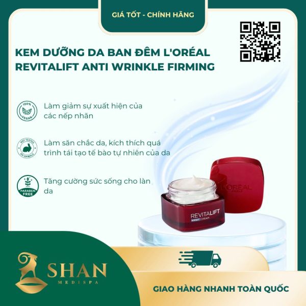 Kem Duong LOreal San Chac Da va Giam Nep Nhan Ban Dem 50ml