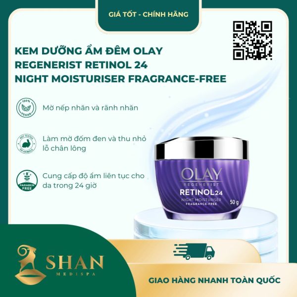 Kem Dưỡng Ẩm Đêm Olay Regenerist Retinol 24 Night Moisturiser Fragrance-Free - Mẫu Mới 1 Kem Duong Olay Chiet Xuat Retinol24 Ngua Lao Hoa Ban Dem 50g