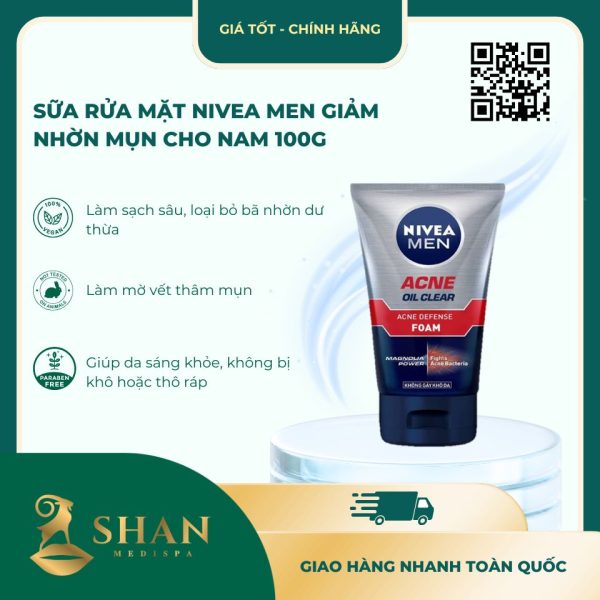 Sua Rua Mat Nivea Men Giam Nhon Mun Cho Nam 100g