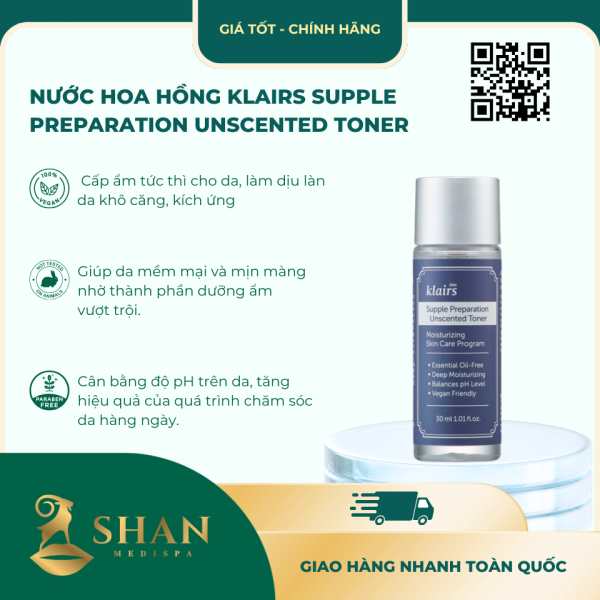 Nước Hoa Hồng Klairs Supple Preparation Unscented Toner - Mẫu Mới 1 Nuoc Hoa Hong Klairs Khong Mui Cho Da Nhay Cam 30ml