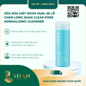 Sữa Rửa Mặt Ngừa Mụn, Se Lỗ Chân Lông Shan Clear Pore Normalizing Cleanser - Mẫu Mới