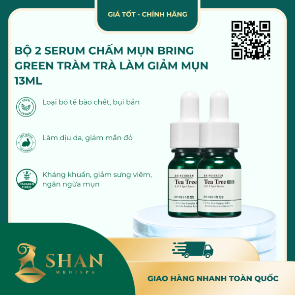Bộ 2 Serum Chấm Mụn Bring Green Tràm Trà Làm Giảm Mụn 13ml - Mẫu Mới 1 Bo 2 Serum Cham Mun Bring Green Tram Tra Lam Giam Mun 13ml