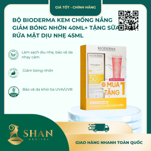 [Mua 1 Tặng 1] Bộ Bioderma Kem Chống Nắng Giảm Bóng Nhờn 40ml (Không Màu) + Tặng Sữa Rửa Mặt Dịu Nhẹ 45ml