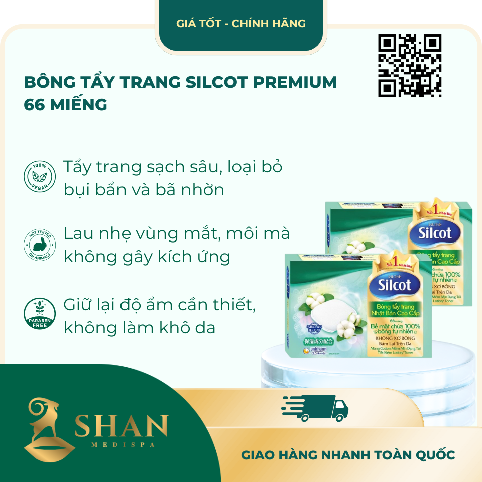 Bông Tẩy Trang Silcot Premium 66 Miếng – [Mẫu Mới] - Shan MediSpa