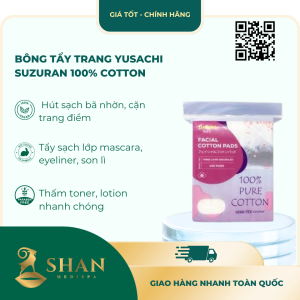 Bông Tẩy Trang Yusachi Suzuran 100% Cotton 200 Miếng – [Mẫu Mới]
