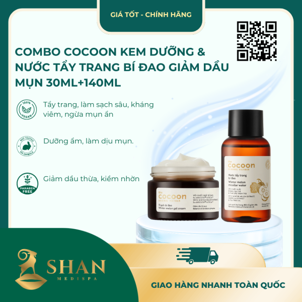 Combo Cocoon Kem Duong Nuoc Tay Trang Bi Dao Giam Dau Mun 30ml140ml