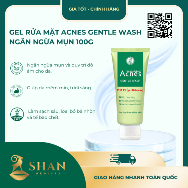 Gel Rua Mat Acnes Gentle Wash Ngan Ngua Mun 100g