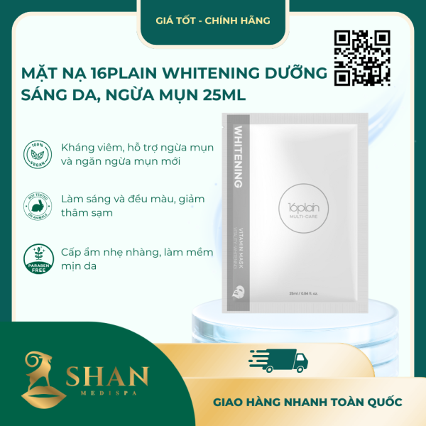 Mặt Nạ 16plain Whitening Dưỡng Sáng Da, Ngừa Mụn 25ml