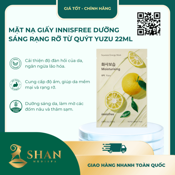 Mat Na Giay innisfree Duong Sang Rang Ro Tu Quyt Yuzu 22ml