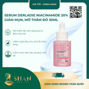 Serum Derladie Niacinamide 20% Giảm Mụn, Mờ Thâm Đỏ 30ml - Mẫu Mới
