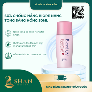 Sữa Chống Nắng Bioré Nâng Tông Sáng Hồng 30ml - Mẫu Mới