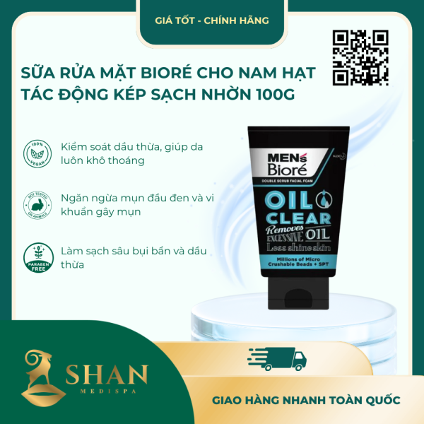 Sua Rua Mat Biore Cho Nam Hat Tac Dong Kep Sach Nhon 100g