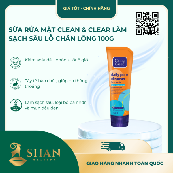 Sua Rua Mat Clean Clear Lam Sach Sau Lo Chan Long 100g