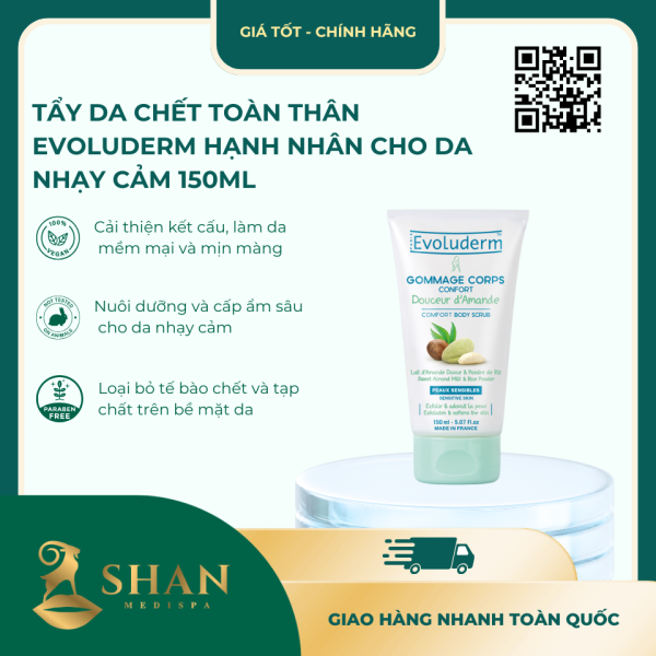 Tay Da Chet Toan Than Evoluderm Hanh Nhan Cho Da Nhay Cam 150ml