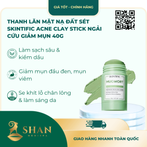 Thanh Lăn Mặt Nạ Đất Sét Skintific Acne Clay Stick Ngải Cứu Giảm Mụn 40g – [Mẫu Mới]