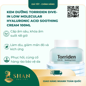 Kem Dưỡng Torriden DIVE-IN Low Molecular Hyaluronic Acid Soothing Cream 100ml – [Mẫu Mới]