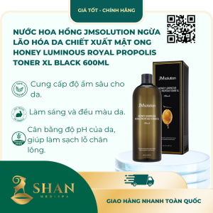 Nước Hoa Hồng JMsolution Ngừa Lão Hóa Da Chiết Xuất Mật Ong Honey Luminous Royal Propolis Toner XL Black 600ml - [Mẫu Mới]