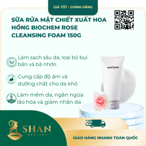 Sữa Rửa Mặt Chiết Xuất Hoa Hồng Biochem Rose Cleansing Foam 150g - [Mẫu Mới]