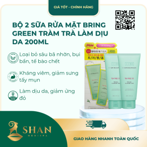 Bộ 2 Sữa Rửa Mặt Bring Green Tràm Trà Làm Dịu Da 200ml – [Mẫu Mới]