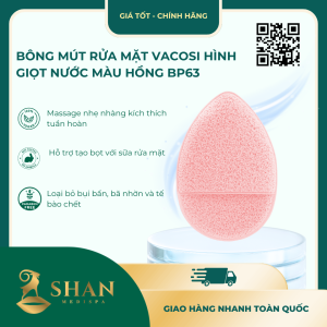 Bông Mút Rửa Mặt Vacosi Hình Giọt Nước Màu Hồng BP63 - Mẫu Mới