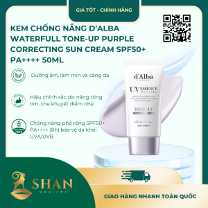 Kem Chống Nắng d’Alba Waterfull Tone‑Up Purple Correcting Sun Cream SPF50+ PA++++ 50ml – Mẫu Mới