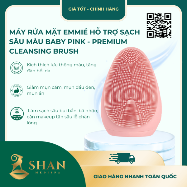 May Rua Mat Emmie Ho Tro Sach Sau Mau Baby Pink Premium Cleansing Brush