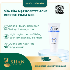Sữa Rửa Mặt Rosette Acne Refresh Foam 120g – [Mẫu Mới]