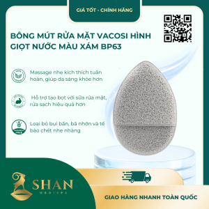 Bông Mút Rửa Mặt Vacosi Hình Giọt Nước Màu Xám BP63 - Mẫu Mới