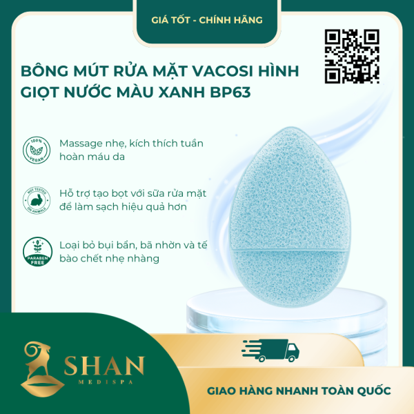 Bong Mut Rua Mat Vacosi Hinh Giot Nuoc Mau Xanh BP63
