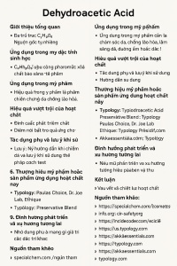 Dehydroacetic Acid La Hoat Chat Gi Cong Dung Trong Duoc My Pham