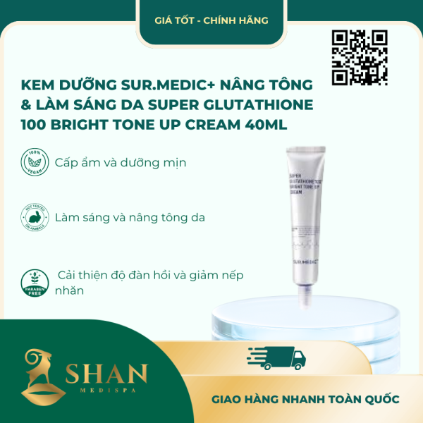 Kem Duong Sur.Medic Nang Tong Lam Sang Da Super Glutathione 100 Bright Tone Up Cream 40ml