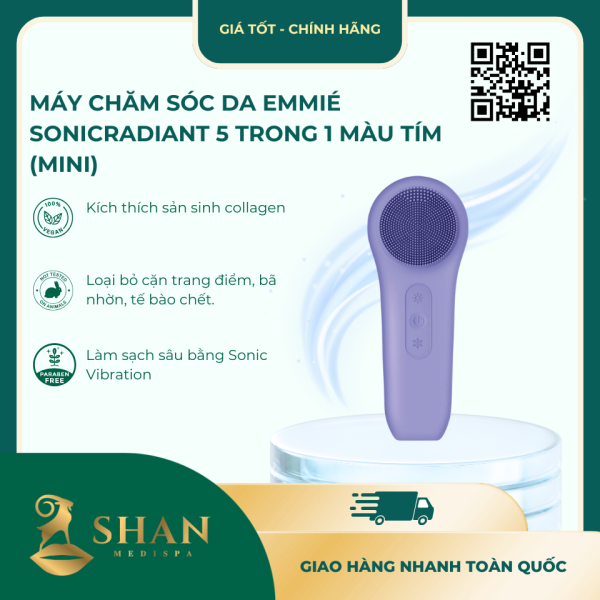 May Cham Soc Da Emmie SonicRadiant 5 Trong 1 Mau Tim Mini
