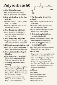 Polysorbate 60 La Hoat Chat Gi Cong Dung Trong Duoc My Pham