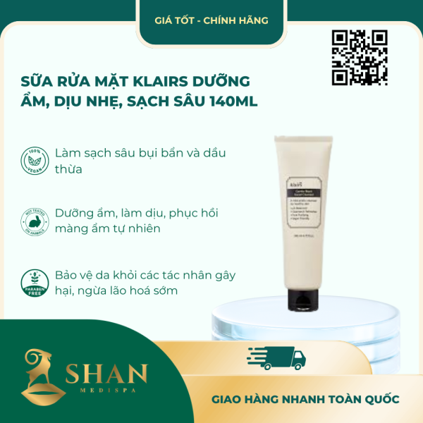 Sua Rua Mat Klairs Duong Am Diu Nhe Sach Sau 140ml