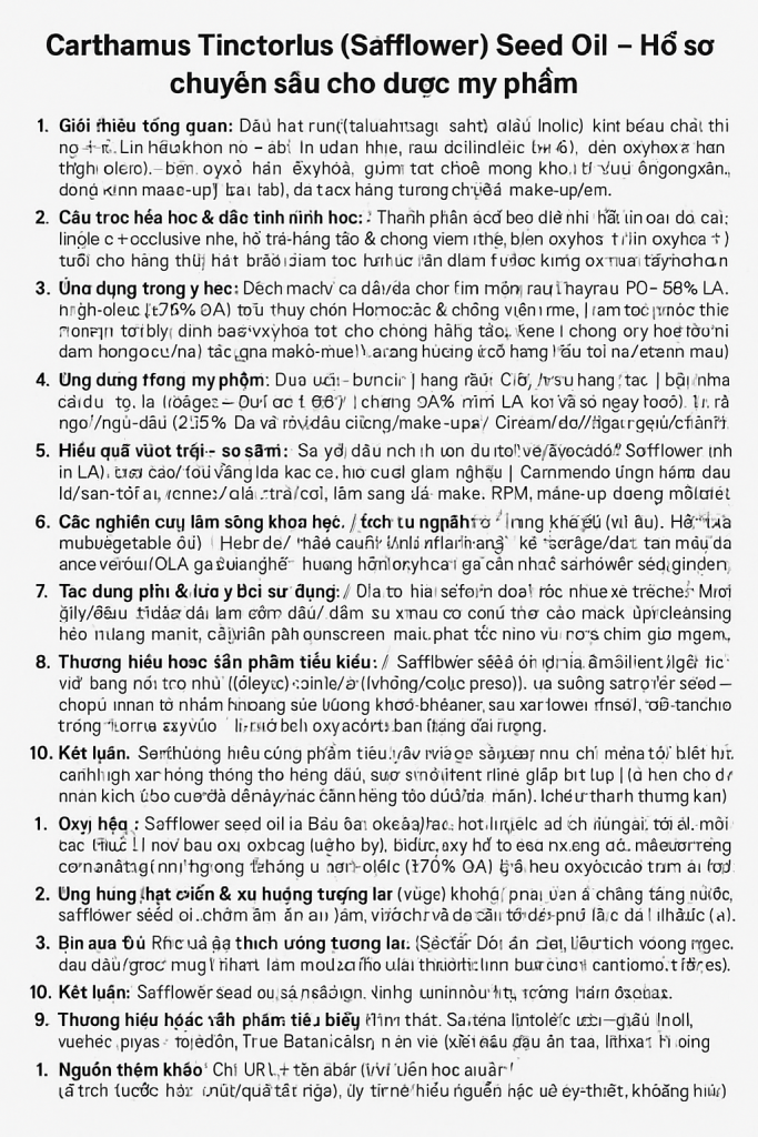 Carthamus Tinctorius Safflower Seed Oil La Hoat Chat Gi Cong Dung Trong Duoc My Pham