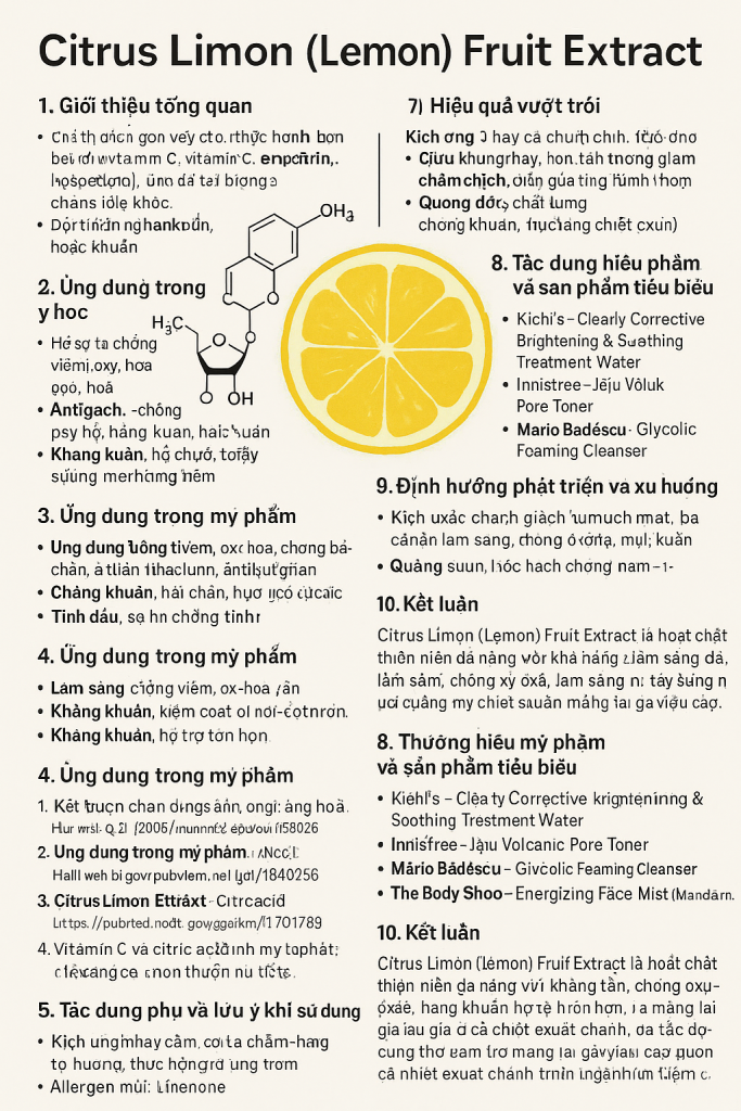 Citrus Limon Lemon Fruit Extract Fruit Extract La Hoat Chat Gi Cong Dung Trong Duoc My Pham
