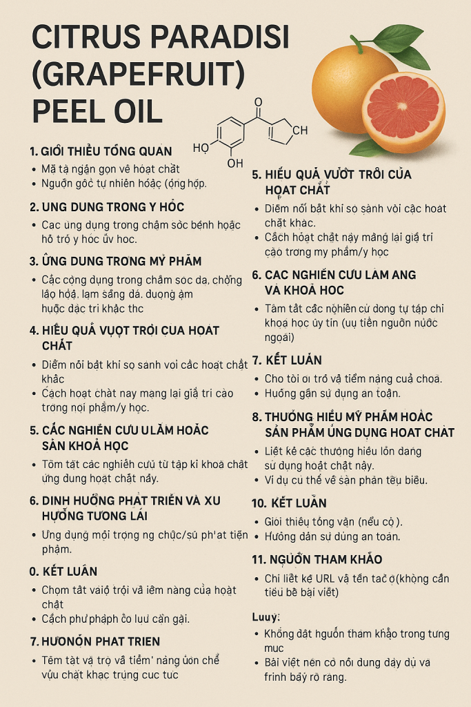 Citrus Paradisi Grapefruit Peel Oil La Hoat Chat Gi Cong Dung Trong Duoc My Pham