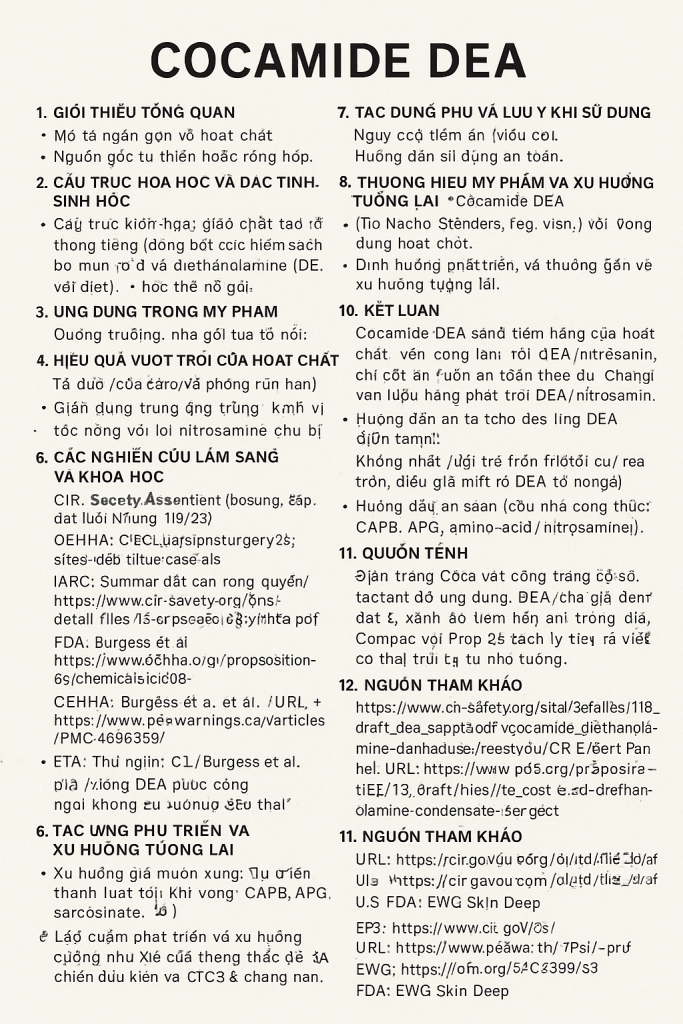 Cocamide DEA La Hoat Chat Gi Cong Dung Trong Duoc My Pham