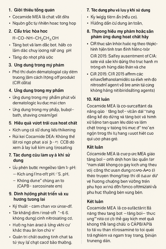 Cocamide MEA La Hoat Chat Gi Cong Dung Trong Duoc My Pham