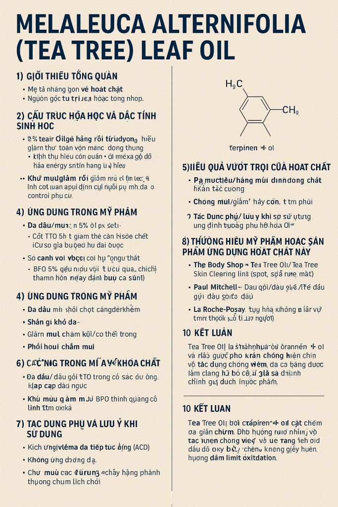 Melaleuca Alternifolia Tea Tree Leaf Oil La Hoat Chat Gi Cong Dung Trong Duoc My Pham
