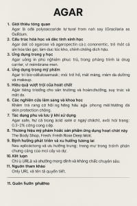Agar La Hoat Chat Gi Cong Dung Trong Duoc My Pham