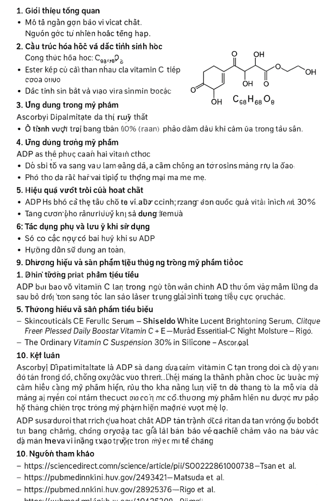 Ascorbyl Dipalmitate La Hoat Chat Gi Cong Dung Trong Duoc My Pham