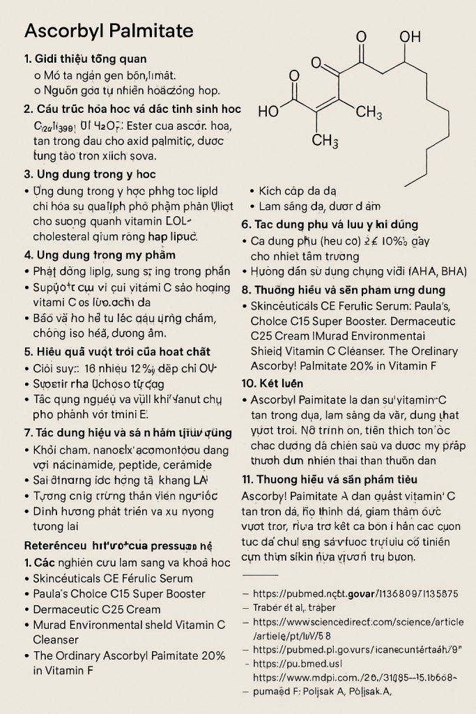 Ascorbyl Palmitate La Hoat Chat Gi Cong Dung Trong Duoc My Pham