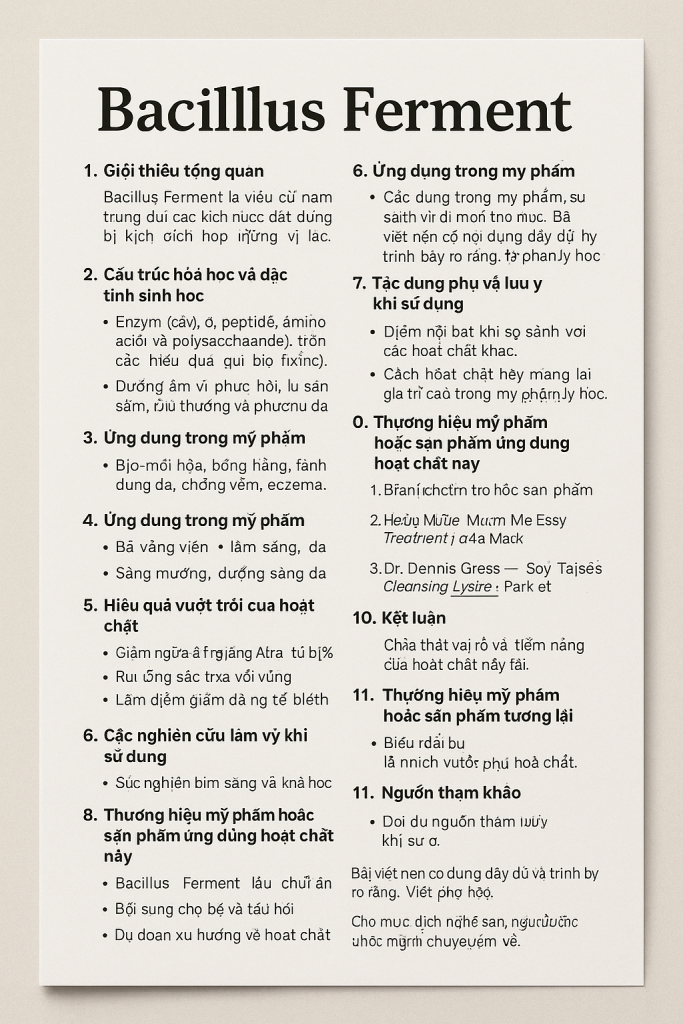 Bacillus Ferment La Hoat Chat Gi Cong Dung Trong Duoc My Pham