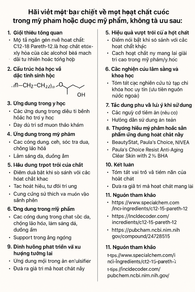 C12 15 Pareth 12 La Hoat Chat Gi Cong Dung Trong Duoc My Pham