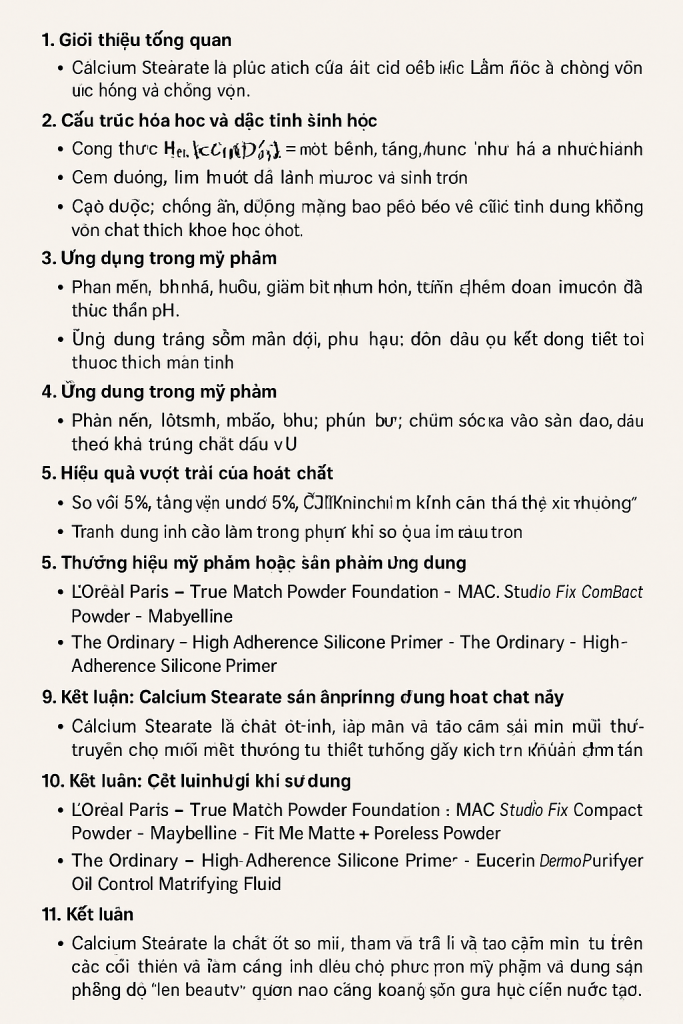 Calcium Stearate Là Hoạt Chất Gì, Công Dụng Trong Dược Mỹ Phẩm 8 Calcium Stearate La Hoat Chat Gi Cong Dung Trong Duoc My Pham