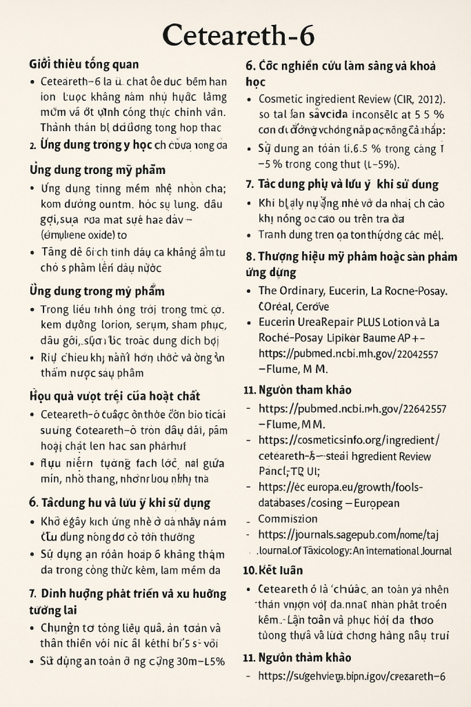 Ceteareth 6 La Hoat Chat Gi Cong Dung Trong Duoc My Pham